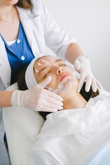 A woman getting skincare treatment 