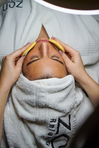 A woman getting skincare treatment