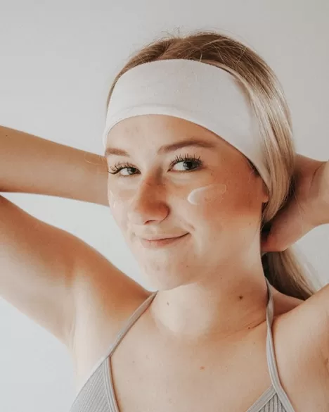 a woman with clear skin